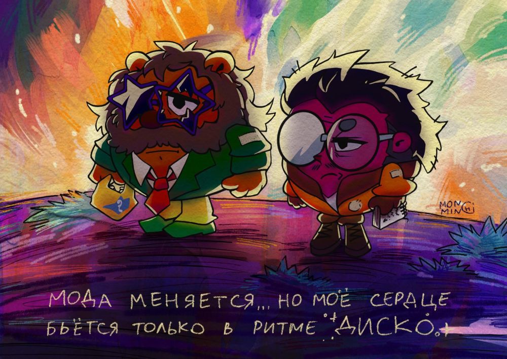 Yezhik and Medved dressed up as the Harrier du bois and kim kitsuragi