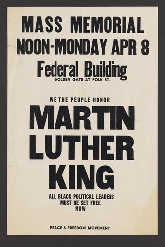 Poster for a mass Memorial for Martin Luther King