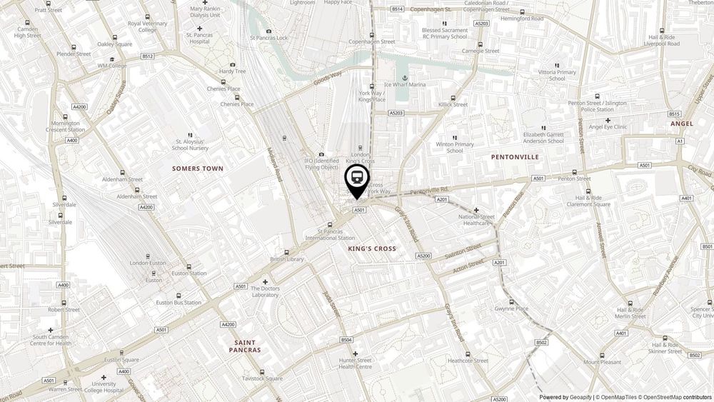 Street map centred on location of Tube of The Day