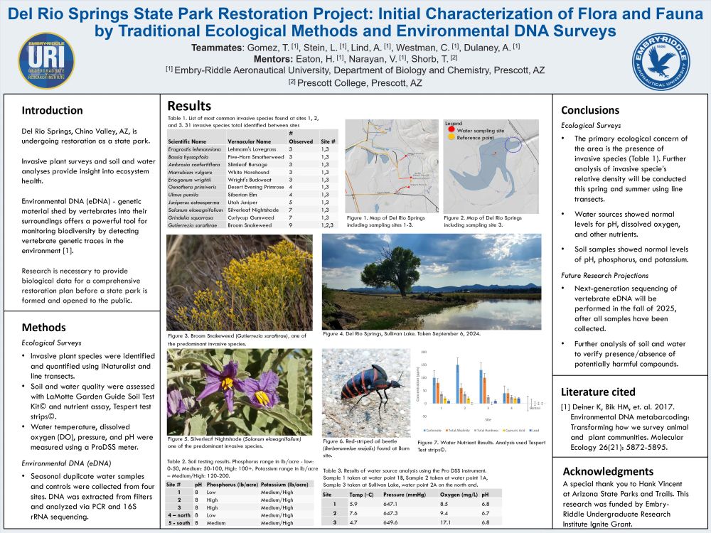 Student research poster from Embry Riddle about the Del Rio Springs State Park Restoration Project