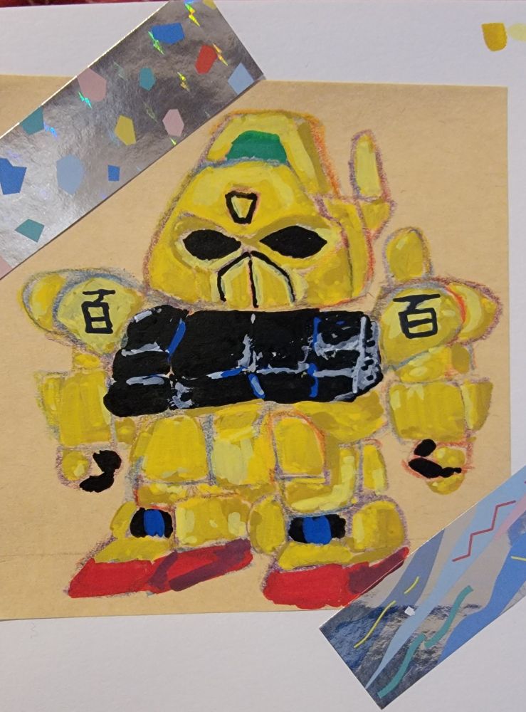 mixed media doodle of SD hyaku shiki