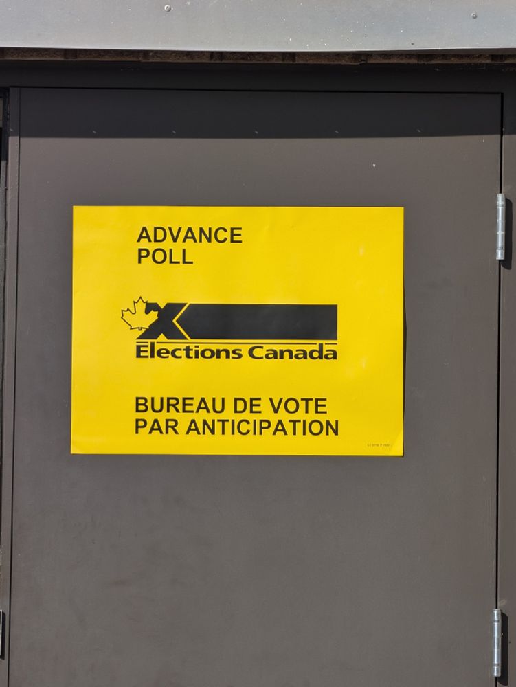 Picture of an advanced polling station for the 2025 Canadian Federal Election. Locations are open across Canada today and tomorrow for advanced polling. 