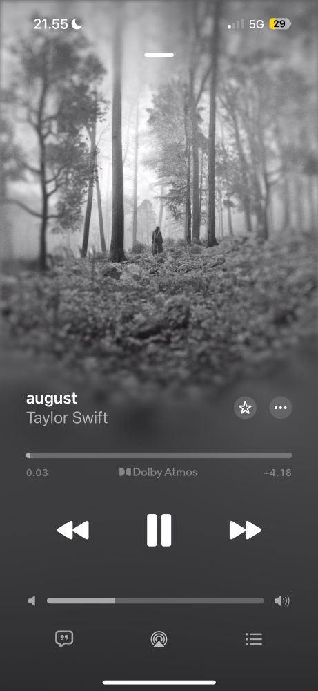 Taylor Swift’s song “August” on Apple Music.