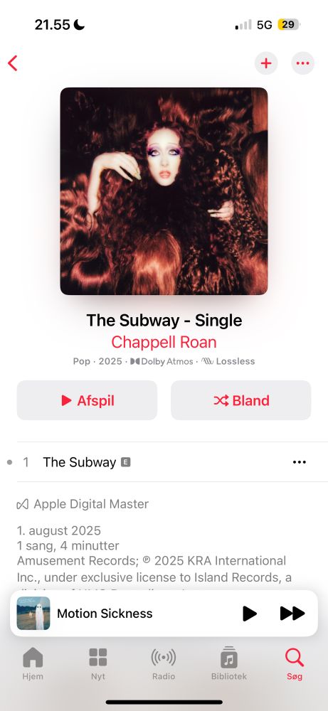 Chappell Roan’s single “The Subway” on Apple Music.