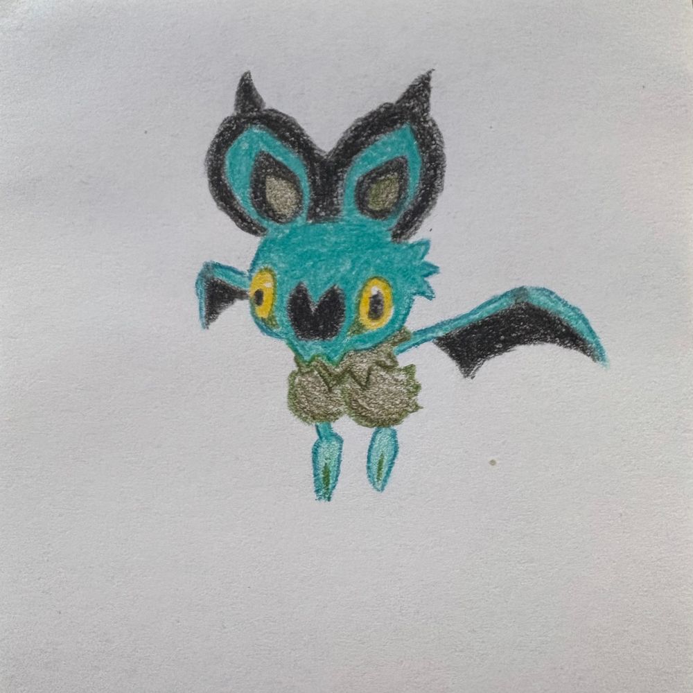 a sketch of a green bat pokémon.