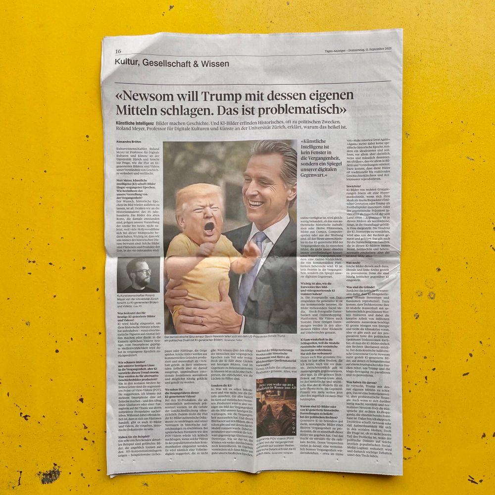 Foto einer gedruckten Zeitungsseite, Überschrift: «Newsom will Trump mit dessen eigenen Mitteln schlagen. Das ist problematisch.»