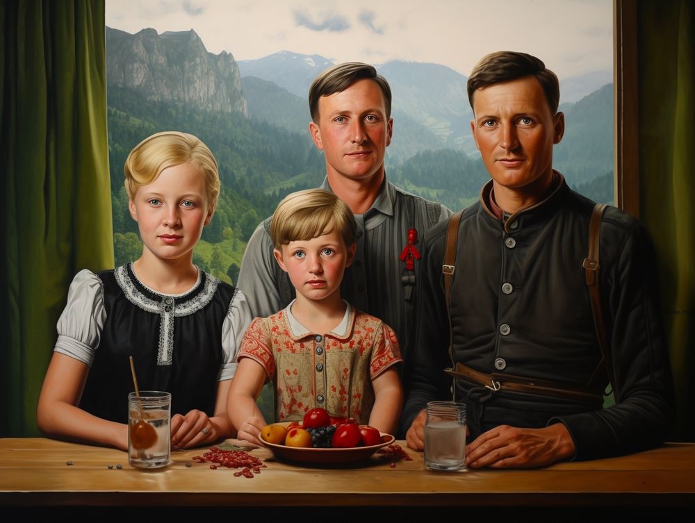 Midjourney-generated image, prompt was: happy german family --ar 4:3