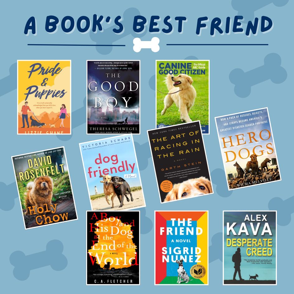 Image of book covers that feature dogs.