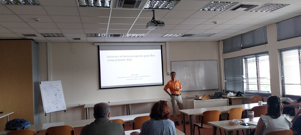 Ziheng's talk at the satellite workshop "Biodiversity Genomics: sample types, data, and tools to assess past, present and future biodiversity". Talk title: "Inference of between-species gene flow using genomic data"