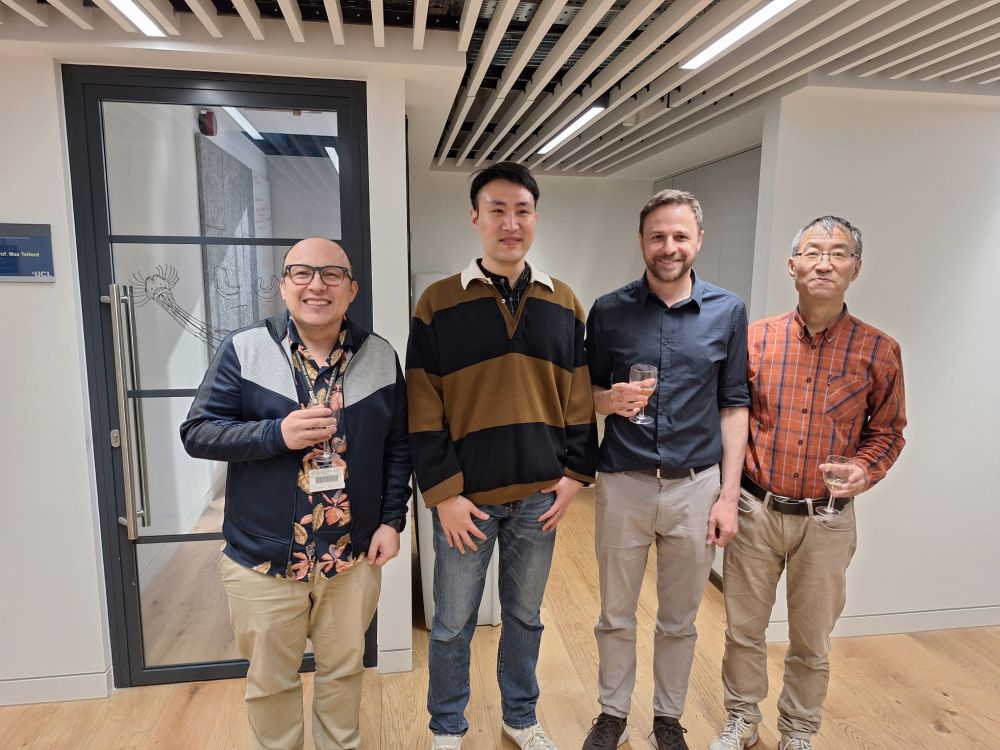 Post viva celebrations with Dr Jiayi Yi. Left to right: Hernán Burbano, Jiayi Ji, Simon Martins, and Ziheng Yang.