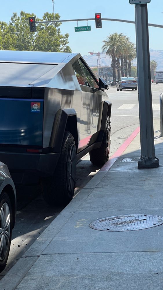 cybertruck half on half off fire lane