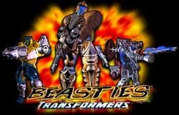 Cheetor, Dinobot, and Rattrap stand above a logo that says BEASTIES TRANSFORMERS because you can't advertise violence to kids in Canada, the country where the show was made