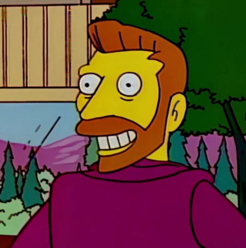 Still from the simpsons showing Hank Scorpio wearing a shirt on back to front