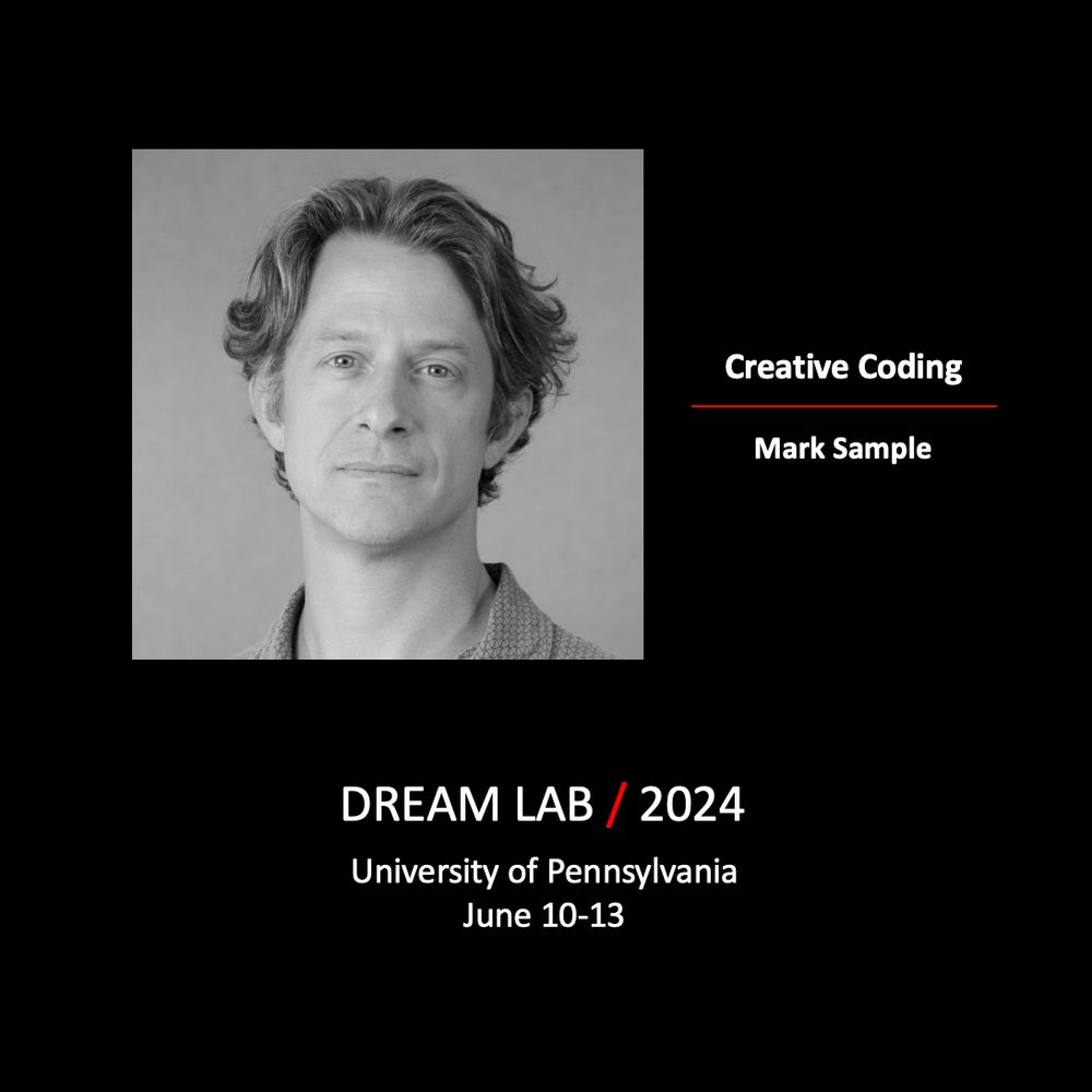 Black and white picture of Mark Sample and the the Dream Lab logo