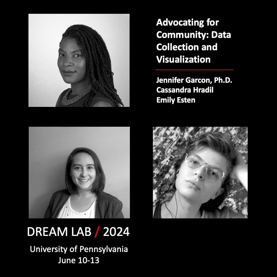 Black and white images of the three instructors and the Dream Lab 2024 Logo