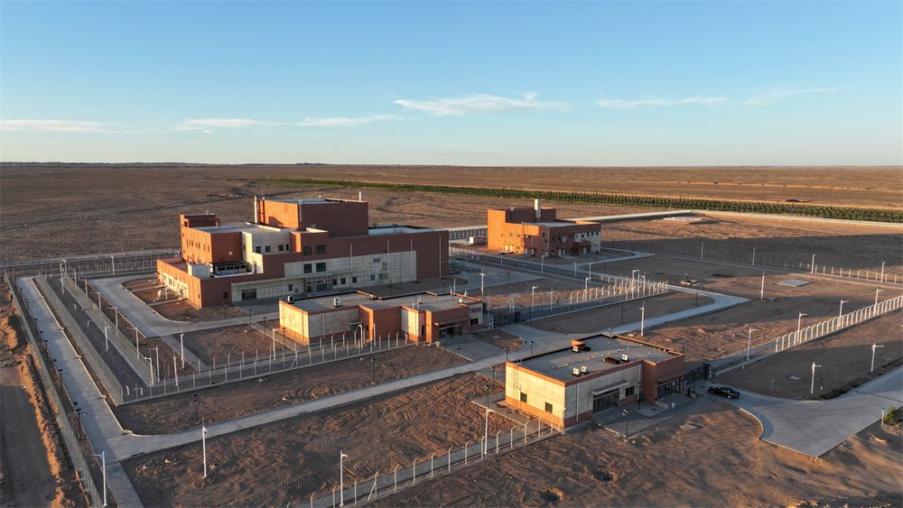 An aerial view of the installation of the thorium molten salt reactor's primary system in Wuwei, Gansu province.
