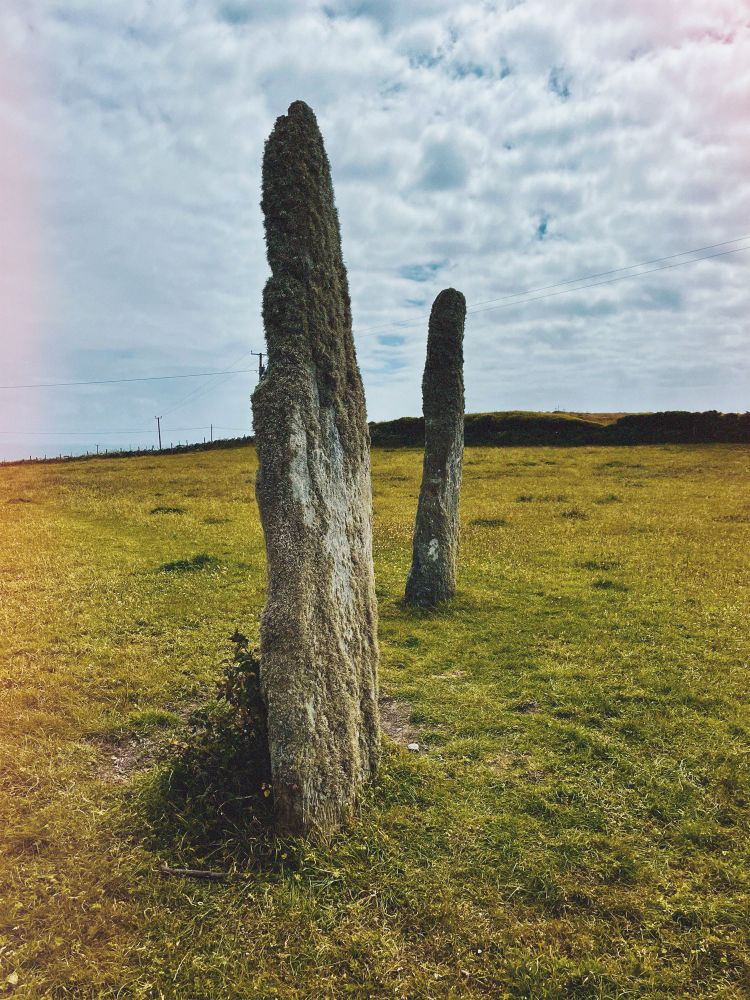 Two standings stones in a field in Anglesey