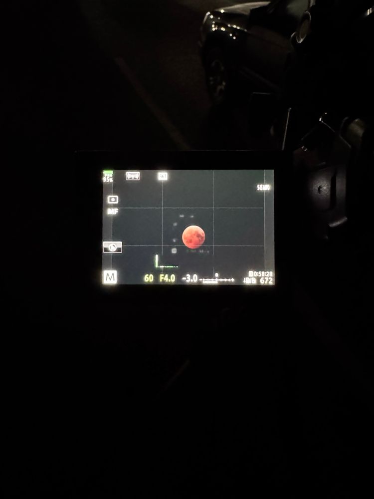 The blood moon on the rear camera screen.