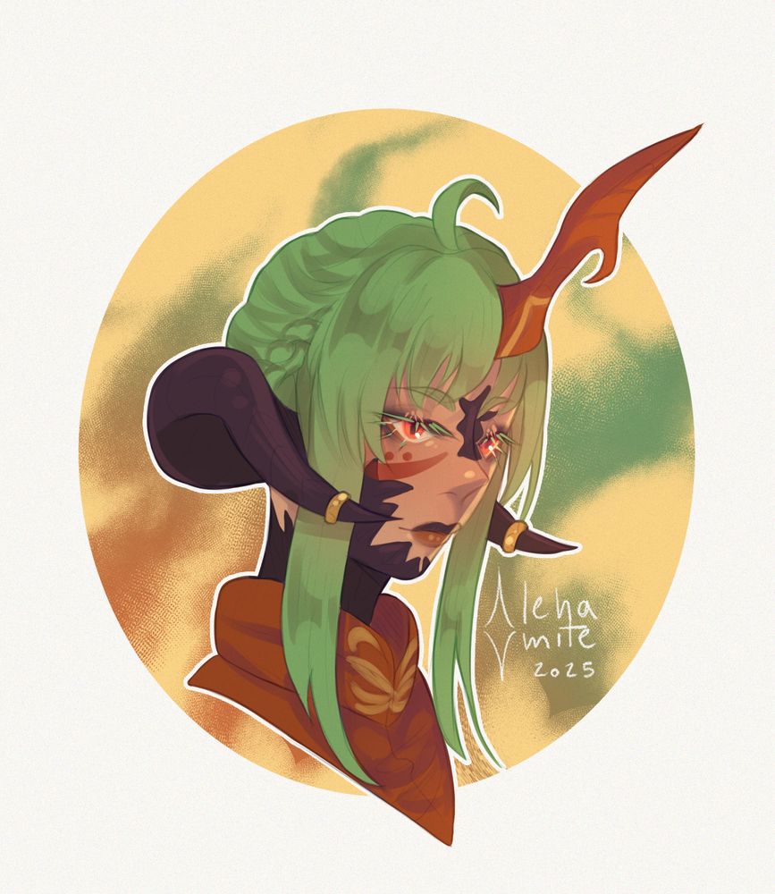 Digital portrait of Mimizu, a female Au Ra