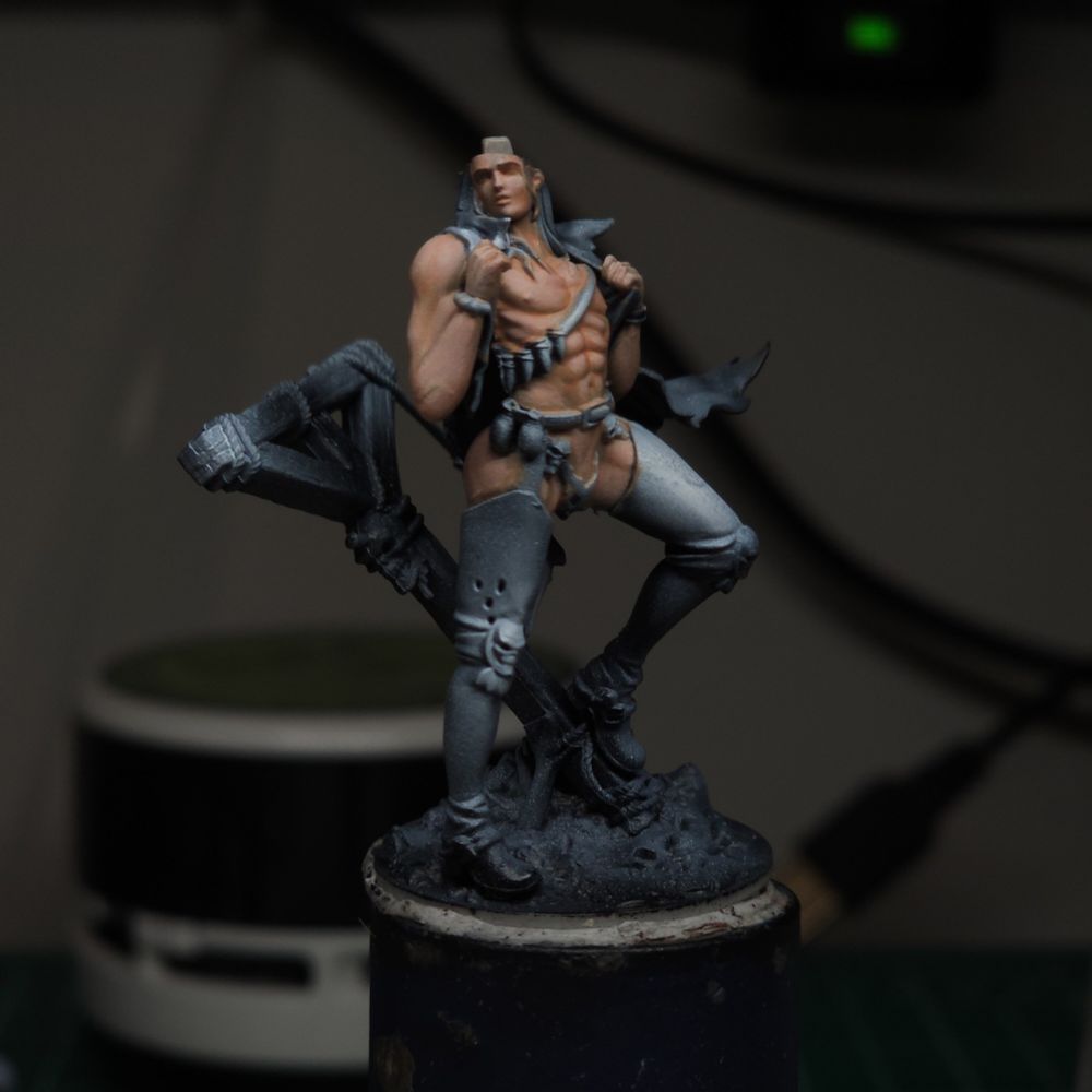 A partially painted Pinups of Death Manhunter
