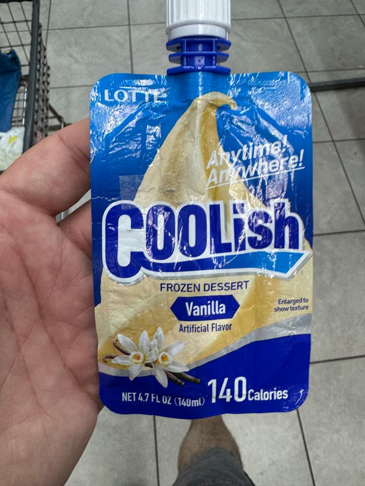 Empty packet of Coolish vanilla flavored frozen dessert 