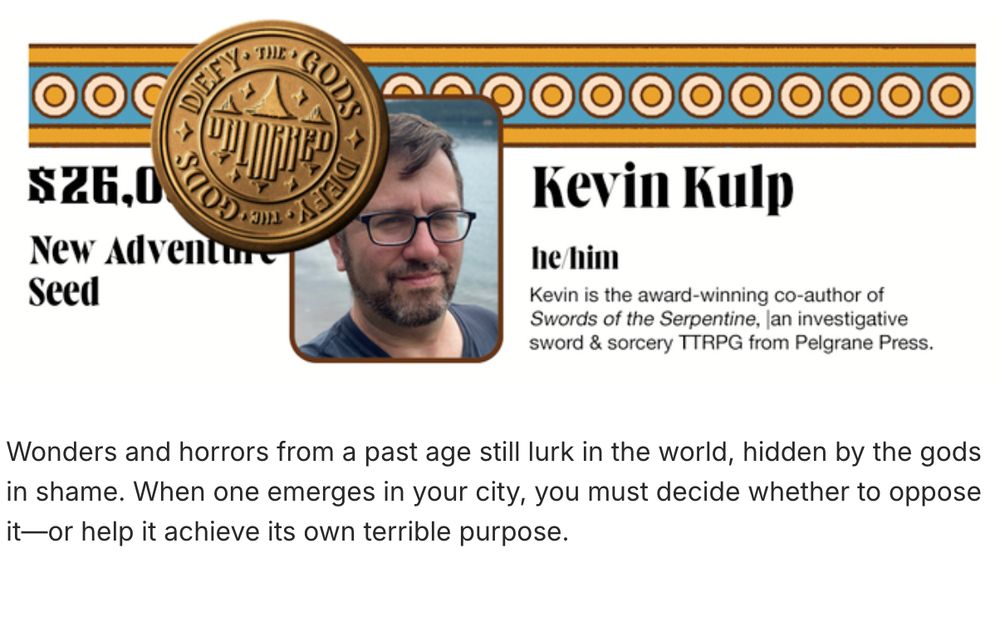 Kevin Kulp's stretch goal unlocked: a new adventure seed.