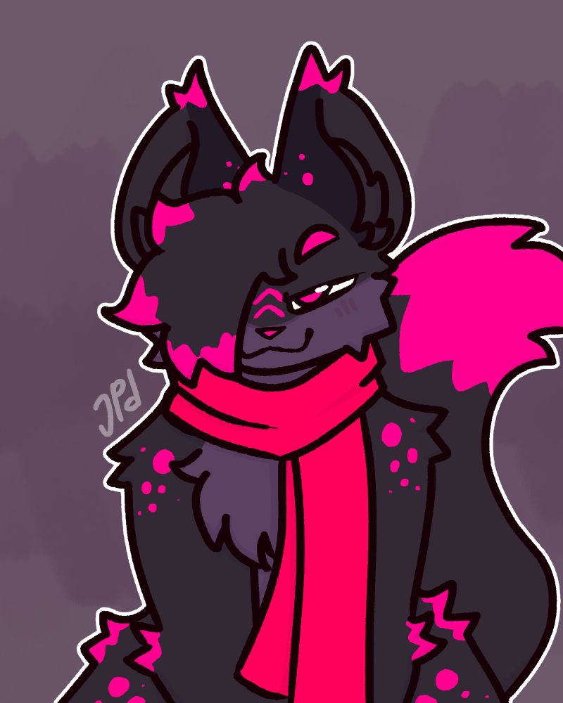 furry drawing of Hudzell, now turned into a pretty kitty, looking at the viewer cutely