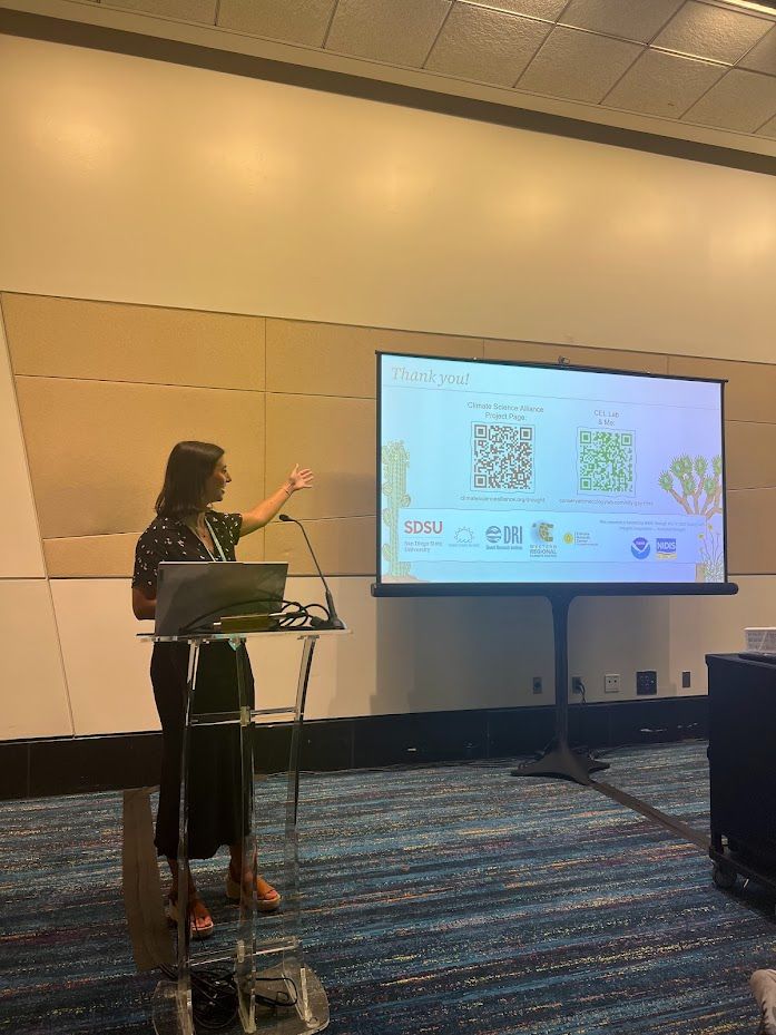 Elly is pictured giving a presentation at the Society for Freshwater Science conference. 