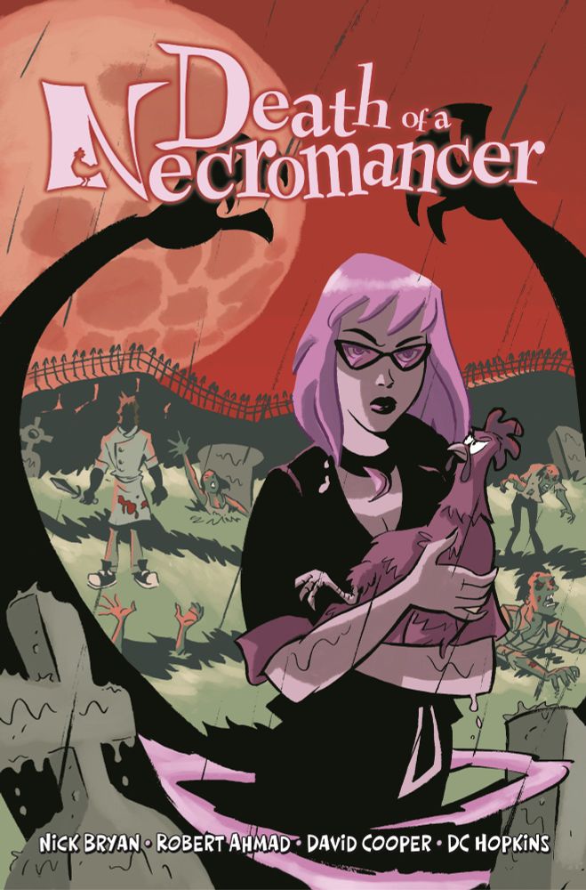 Cover of the Death of a Necromancer graphic novel by me, Robert Ahmad, David Cooper and DC Hopkins.