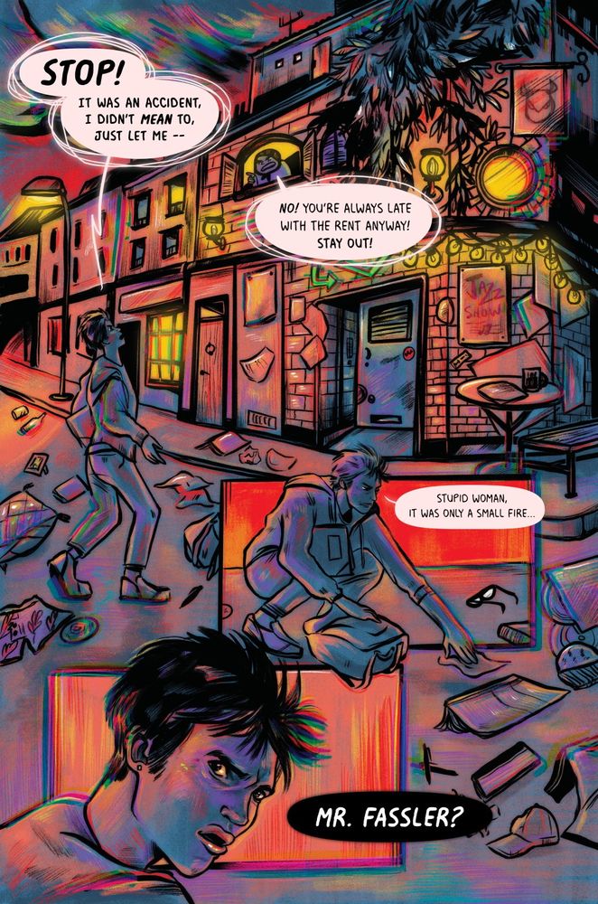 First page of FairyFare #1, in which a man getting thrown out of his flat is approached by a mysterious figure.