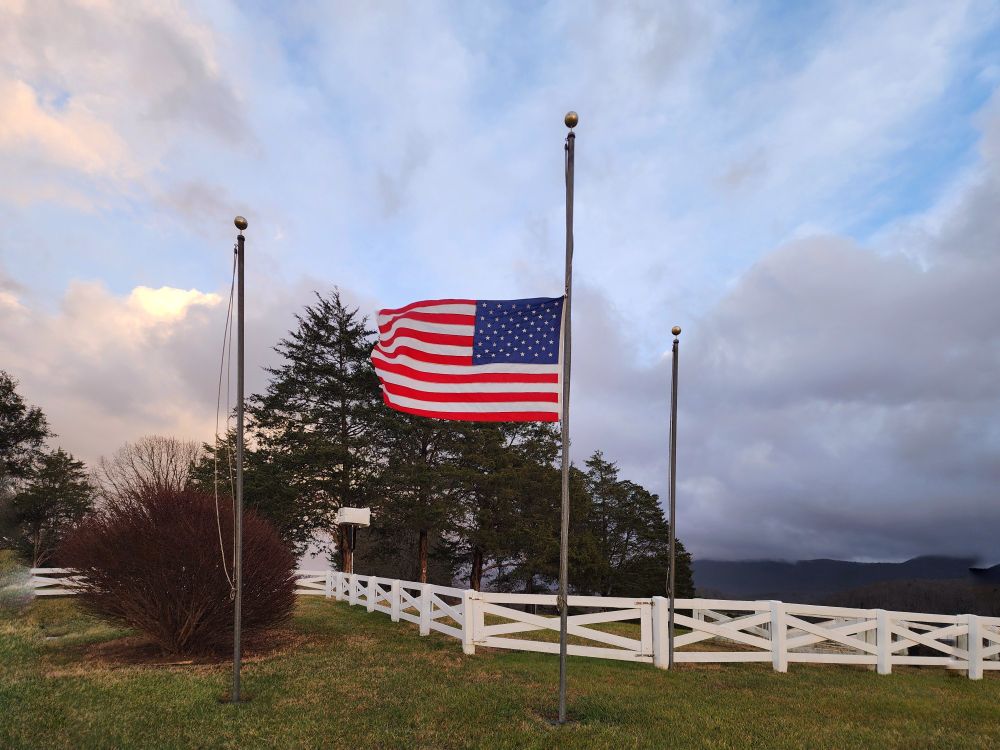 United States of America flag at half mast