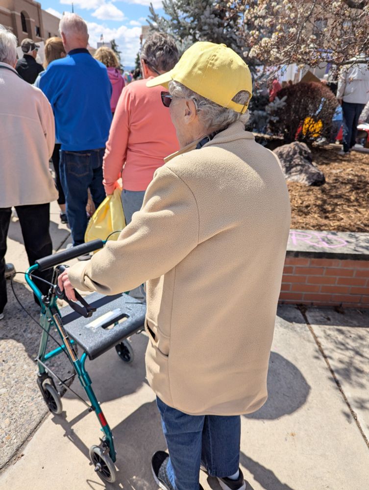 Elderly protestor with walker