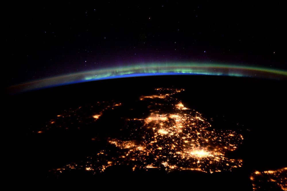 Shot of the UK at night from space. Credit: ESA/NASA.