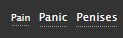 screenshot of AO3 tags reading: Pain, Panic, Penises