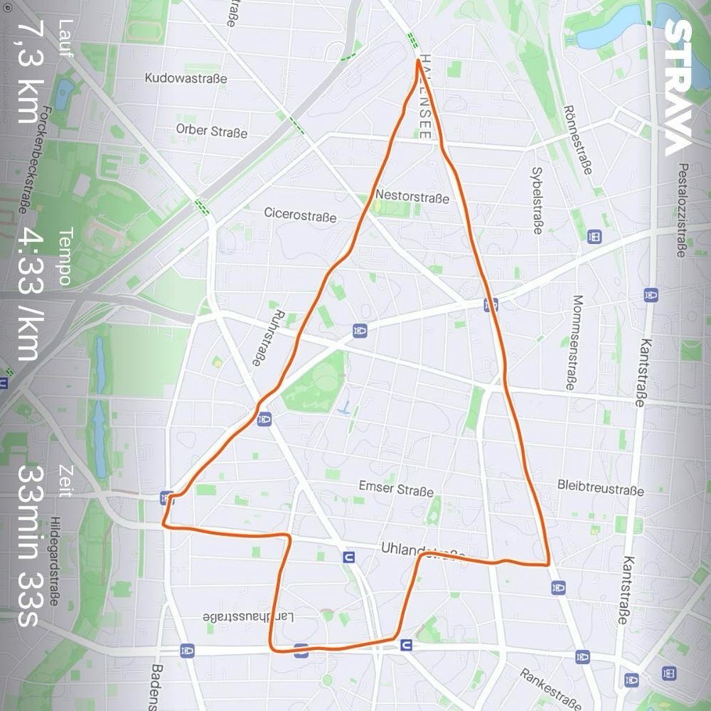 Eine Laufstrecke in Form eines Tannenbaum.