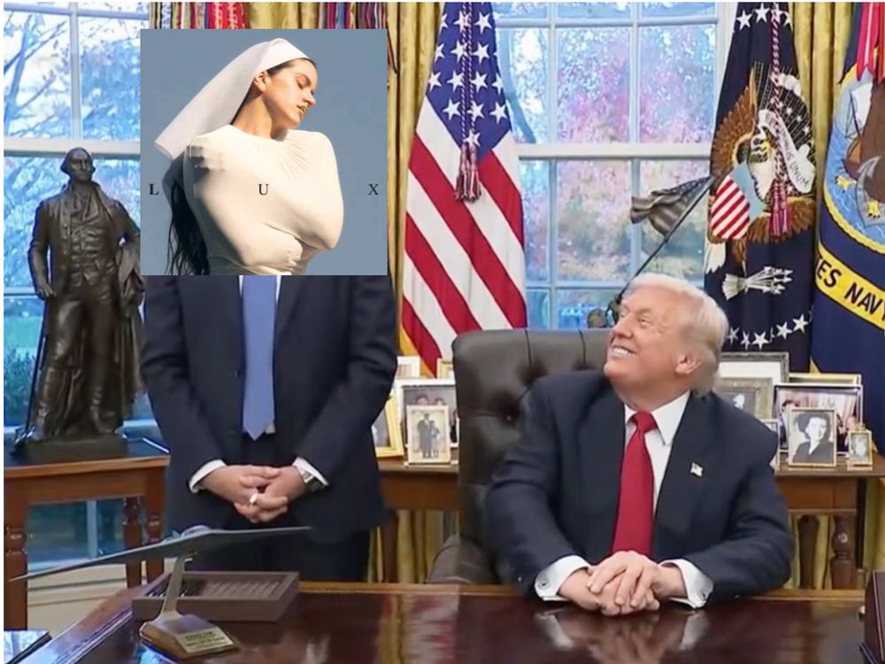 donald trump looking smitten at mamdani but mamdani is rosalia's lux