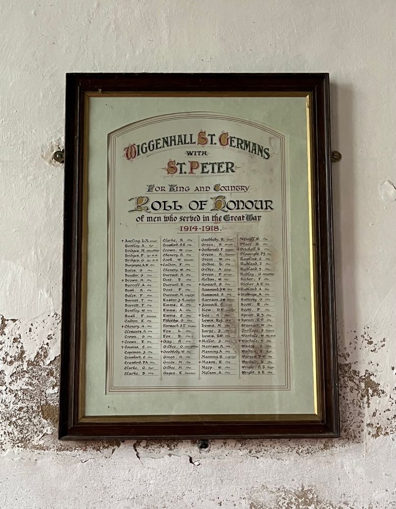 Wiggenhall St. Germans with St. Peter roll of honour.