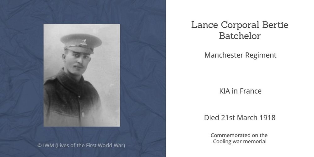 Lance Corporal Bertie Batchelor photograph and information.