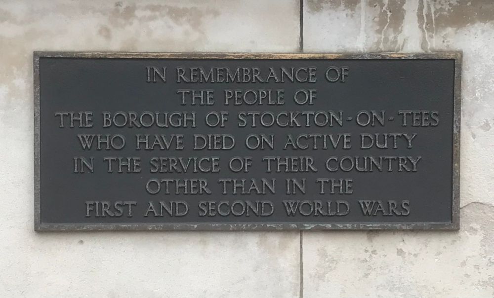 Stockton war memorial. Other conflicts inscription.