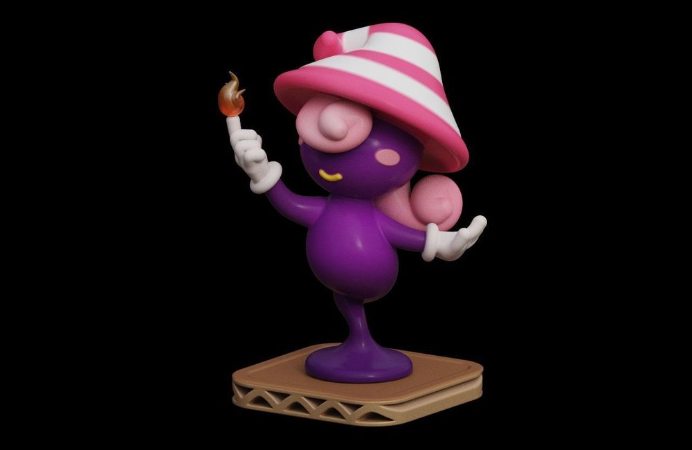 A 3d model of Vivian from Paper Mario, made in MagicaCSG.