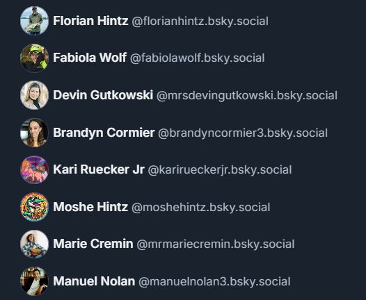 A list of accounts suddenly following me with suspicious names/avatars. 