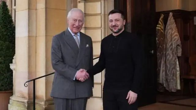Charles shakes hands with Zelenskyy 