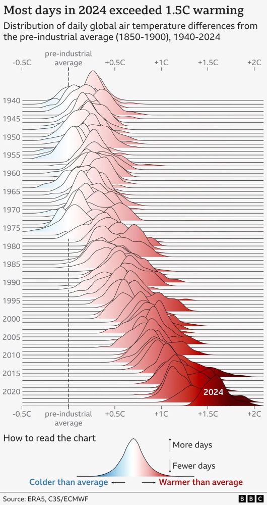 Chart showing rapidly rising temperatures with 2024 the worst