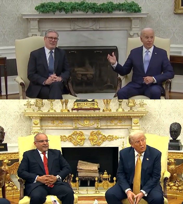 Two views of the Oval Office:
Biden - austere
Trump - dripping with gold