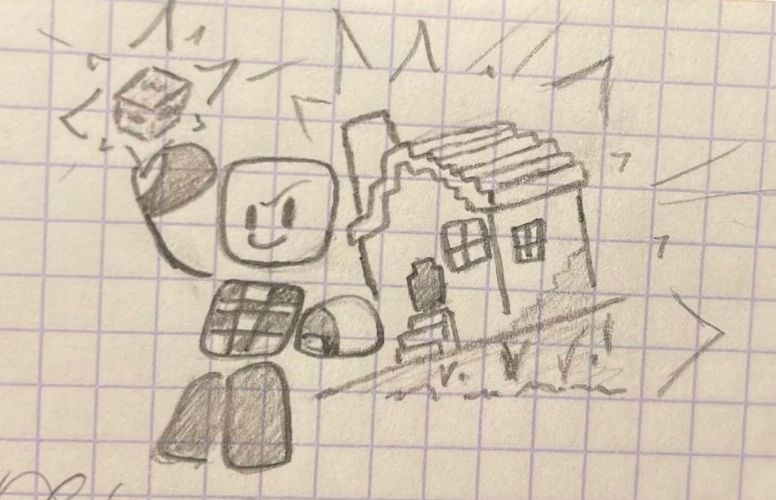 Devesto using his F3X building tools to grab a house to throw it at someone 