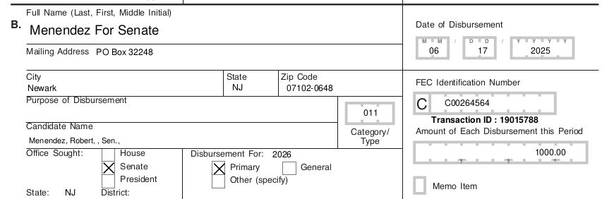 A screenshot of the donation