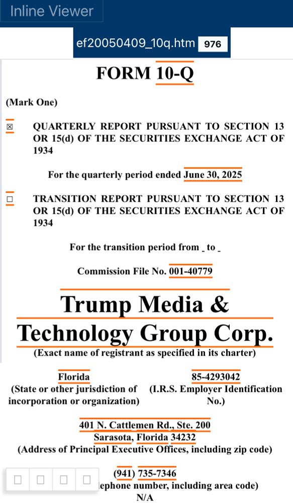 The first page of the filing 