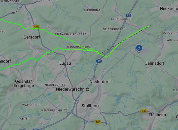 Merkwürdige Linien des GPS Trackings bei Stollberg.