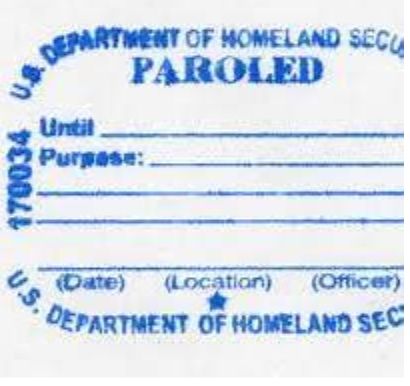 DHS immigration parole stamp