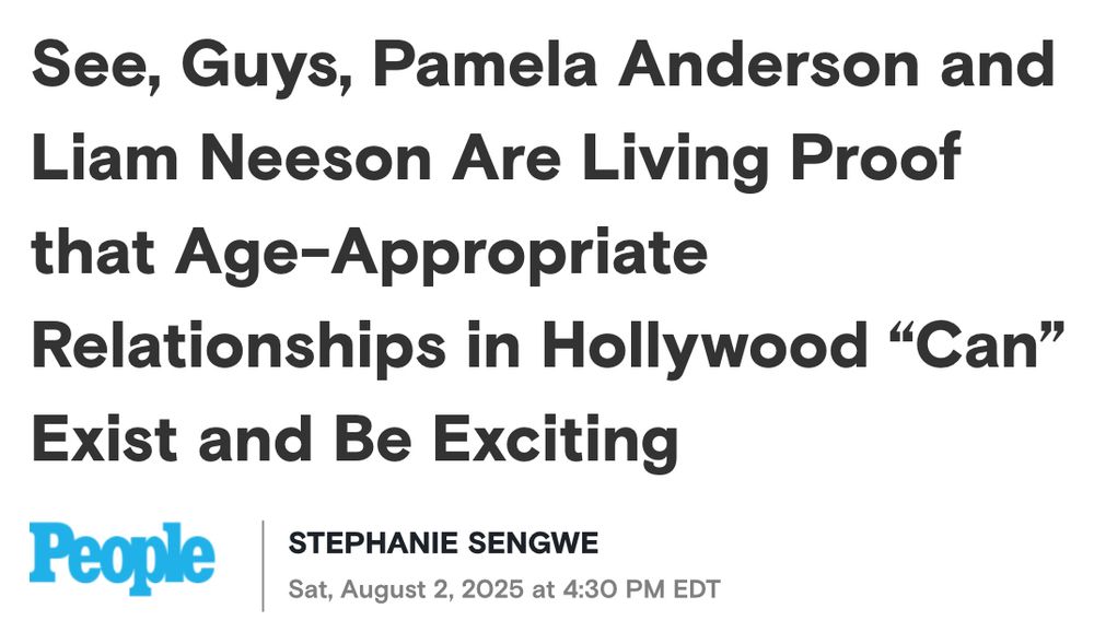 See, Guys, Pamela Anderson and Liam Neeson Are Living Proof that Age-Appropriate
Relationships in Hollywood "Can" Exist and Be Exciting
People Magazine 
STEPHANIE SENGWE
Sat, August 2, 2025 at 4:30 PM EDT